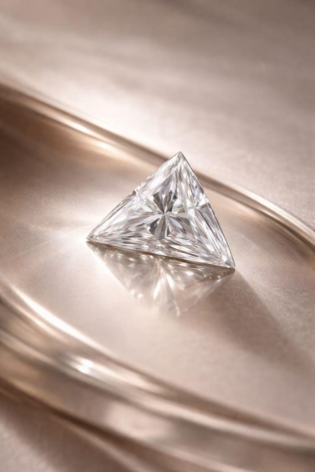 Triangle-shaped natural diamonds and sapphire diamonds come with certificates included.