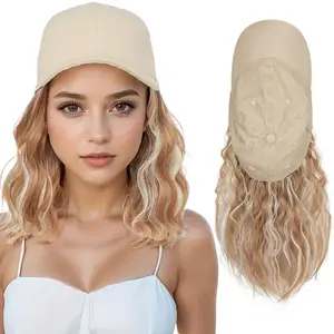 MY-LADY Multicoloured Hat Wigs 8inch Synthetic Hair With Baseball Cap Short Wave Curly Hair For Women #outdoorfun
