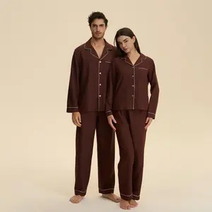 Autumn Lightweight Couple Pajamas - Cloud Cotton Long-Sleeve & Pants Collared Leisure Loungewear Set