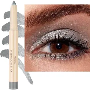 Eyeshadow Stick Silver Grey Smooth Cream Glitter Shimmer Eyeshadow Pencil, Waterproof Long Lasting Eye Shadow Stick High Pigment Hypoallergenic Highlighter Stick Create Multi-Dimensional Eyes Look 11#