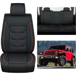 Nilight Car Seat Covers Custom Fit 2007-2024 Jeep Wrangler JK JL 4-Door Waterproof Leather Cushion Full Set with Split Bench 40/60 for Unlimited Sahara Rubicon Willys Chief Moab