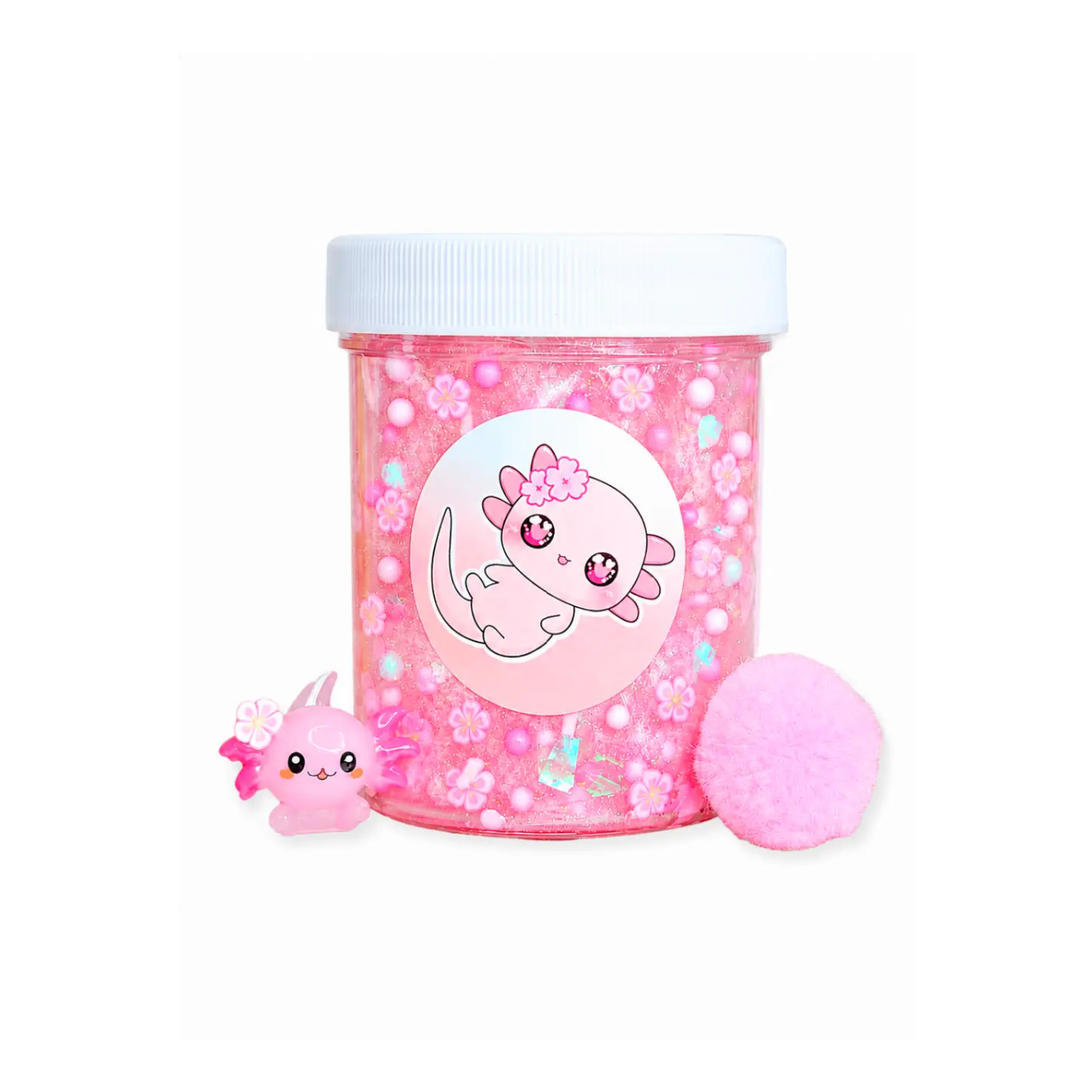 Pinky the Axolotl Slime – Thick Pink Pigment Clear Slime with Themed Charm Pack