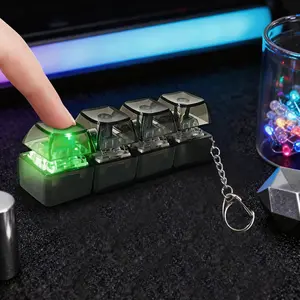 LED Light Keyboard Fidget Toy Keychain Stress Relief Anxiety Decompression Fidget Clicker with Acupressure Design