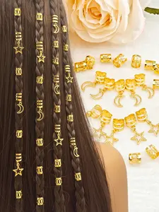 40pcs Star & Moon Shaped Hair Accessories Set, Dreadlocks Braids Decorations, Makeup & Dance Headpieces, School Stuff