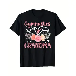 Gymnastics Grandma Flowers |   Grandmother T-Shirt, Same Style for Men and Women, 2025 Summer Short-Sleeved Printed T-Shirt, 180G, Vintage Style, Crew Neck, Slight Stretch Fabric, Regular Fit, Perfect for Adults