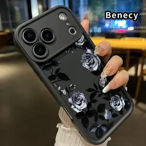 Phone Case for iPhone 17 Pro Max 16 Plus 15 14 13 12 11 Air E Monochrome Rose Reverie Anti-Scratch Shockproof TPU Bumper Drop-proof Cover
