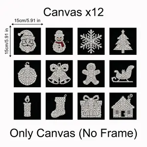 【New Arrival】12Pcs Mini Crystal Christmas Diamond Painting Kit - No Frame 5.91 Inch DIY Handmade Art Canvas for Home/Office Decoration & Gifting