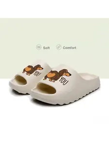 1 pair of women's dachshund print slippers - non-slip coconut palm soft-soled home shoes, cute dachshund pattern, soft soles suitable for women - comfortable footwear for indoor and outdoor use