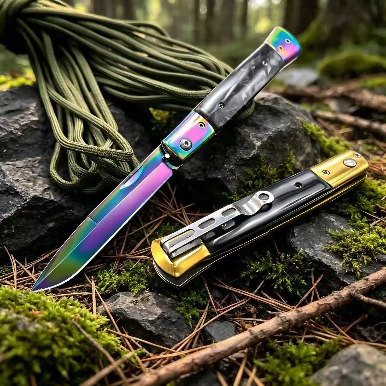 22cm Compact EDC Fruit Knife with Nylon Handle & Retractable Blade, Outdoor Camping Functional Tool, Holiday Gift