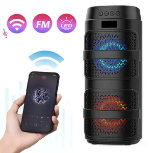 Dual 4" Portable Bluetooth Speaker LED Party Light Rechargeable USB/TF/AUX/FM radio True Wireless Stereo (TWS) sound