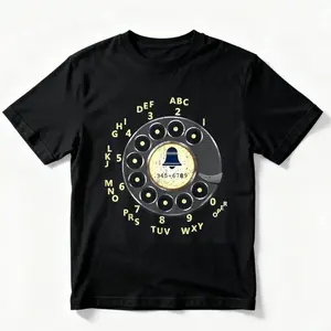 Mens Graphic T - Shirt with Vintage Rotary Phone Design, Soft & Comfortable for Casual Wear