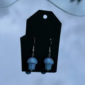 Mushroom Charm Earrings Blue Yellow Purple White Pink Iridescent and Irresistible Unique Design Hook Style