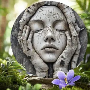 Tree Trunk Face Sculpture Design Wall Art, Creative Metal Wall Decor, Wall Hanging Ornament for Home Garden Yard Patio Decoration, Outdoor Exterior Decorative Statues