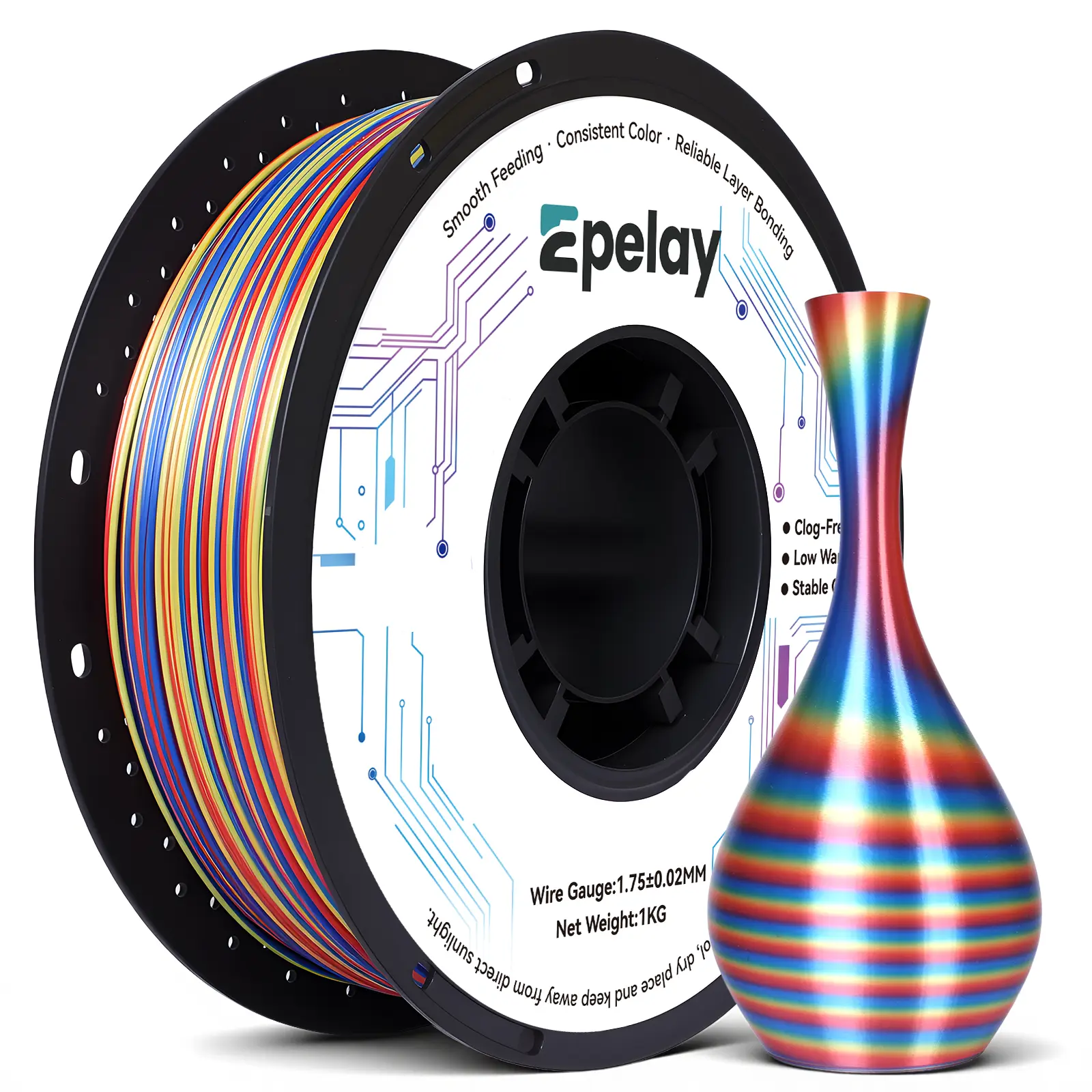 1kg Tri-Color Reversible Filament (Red/Yellow/Blue)