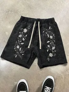 Men's Floral Print Cookie Man Drawstring Shorts, Fashionable Streetwear, Comfortable Fitted Style, Perfect for Gym, Outdoor, Campus Life