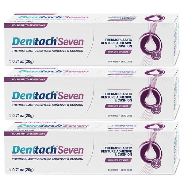 🔥 HOT SALE 51% OFF | Denttach Denture Adhesive, Thermoplastic Denture Adhesive, Cushion and Reliner, Comfortable, Secure Denture Grip for Up to 7 Days, Non Glue, Zinc Free, Long Holding Denture Reliner (Pack of 3)