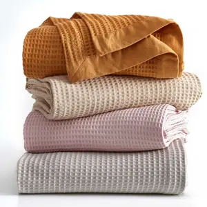 100% Cotton Waffle Weave All-Season Bed Blanket - Great Bay Home (Full / Queen, Taupe)