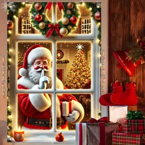 2pcs Christmas Santa Window Stickers, Removable PVC Wall Decals, Holiday Home Decor, Easy to Apply and Remove, Perfect for Festive Settings