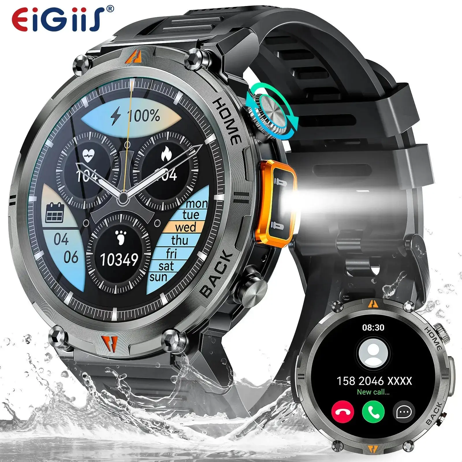 EIGIIS KE3 2025 Bluetooth Smartwatch For Men With Heart Rate Monitor