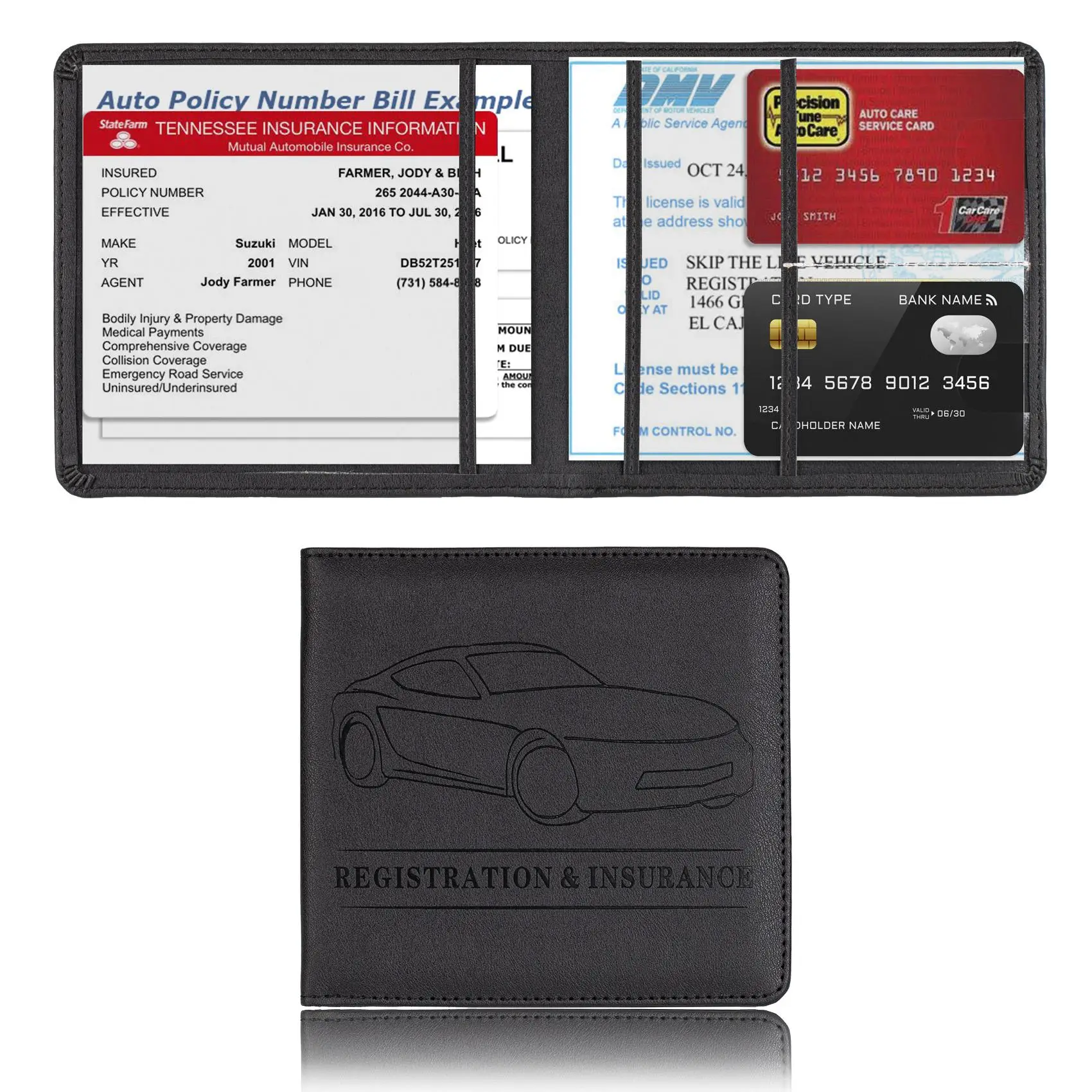 Car Registration & Insurance Holder for Summer Gift, 1 Count Solid Color Car Insurance Profile File Sleeve Holder, Driver's License Sleeve, Summer Tra