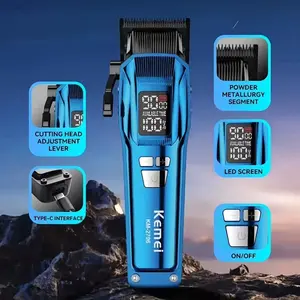 Kemei Professional Wireless Men's Hair Clipper Set, LED Display, Dcl Trimmer Head, Powerful Grooming Kit for Home & Salon Use, Adjustable Barber Kit
