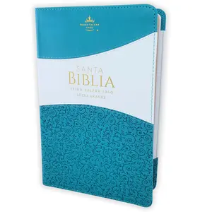 Biblia Letra Grande 12 puntos para Mujer RV1960 imit duotono turquesa floral y blanco