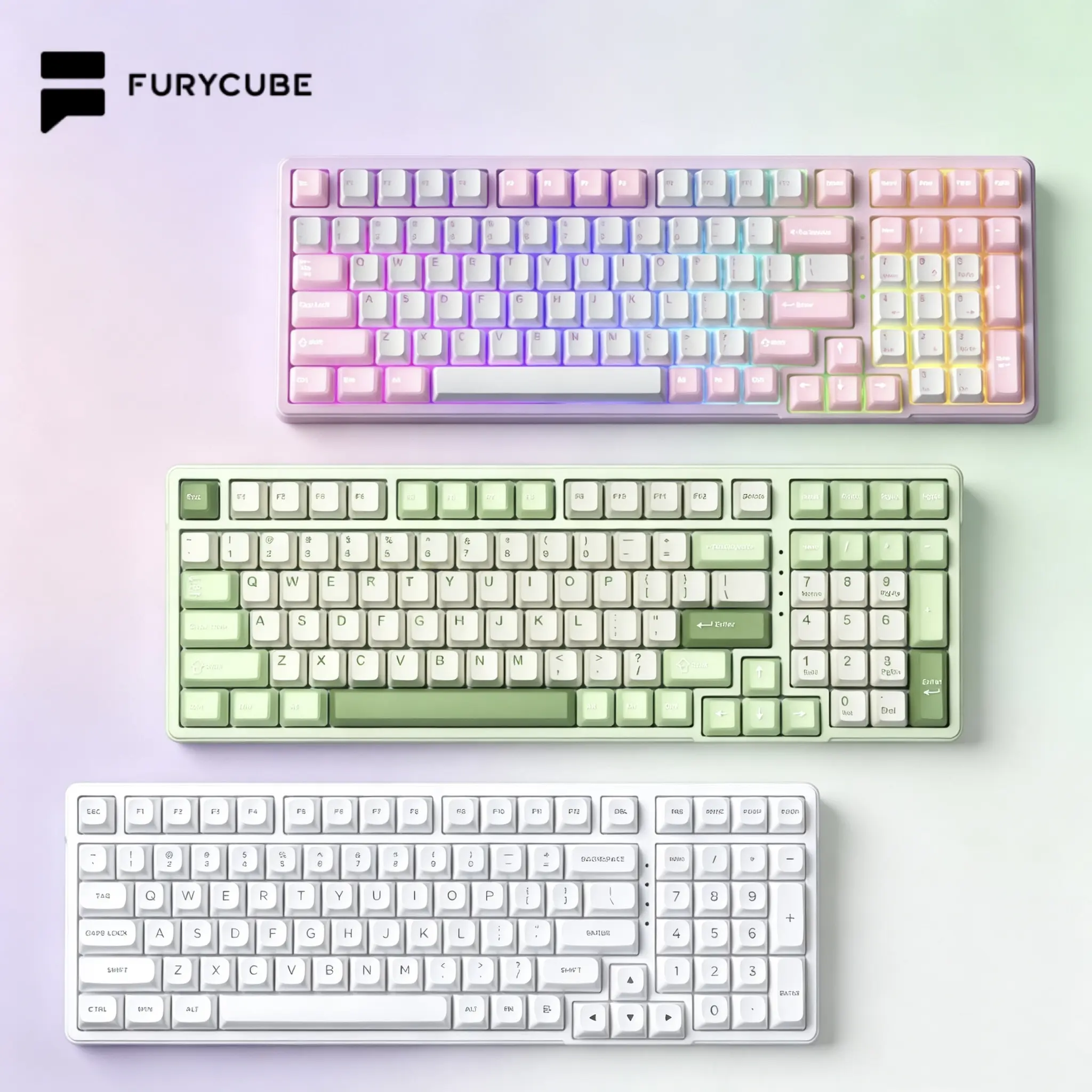 FURYCUBE K99 Pro Gasket Wireless Mechanical Creamy Keyboard Wired / Bluetooth / 2.4G 3 Modes Keyboard For Laptop Computer 99 Keys RGB PBT Keycaps 3/5 Pin Hot Swappable Office Keyboard Gift