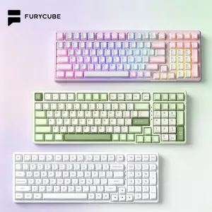 FURYCUBE K99 Pro Gasket Wireless Mechanical Creamy Keyboard Wired / Bluetooth / 2.4G 3 Modes Keyboard For Laptop Computer 99 Keys RGB PBT Keycaps 3/5 Pin Hot Swappable Office Keyboard Gift