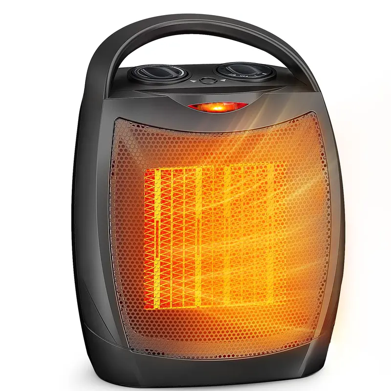 Portable Electric Space Heater - 1500W/750W Thermostat, Ceramic Desk Heater & Fan, Safe Quiet <45 dB,Tip-Over Overheat Protection (Black)