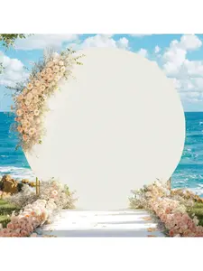 White - 6ft (1.8m diameter circle) Arch Backdrop Cover, 6ft/6.5ft/7.2ft Round Arch Stand With Bottom Zipper, Wrinkle Resistant Smooth Touch Background Set For Birthday, Wedding, Reception Champagne 6ft (1.8m Diameter Circle)
