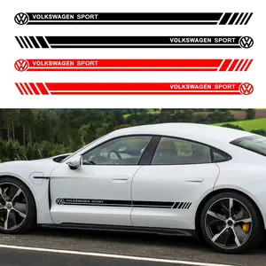 Volkswagen Car Side Skirt Decal Sticker, Racing Style Body Decoration Strip, Scratch Cover Patch, Enhance Vehicle Recognition, Waterproof Sunproof