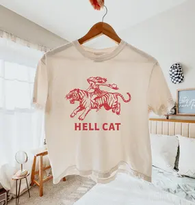 Hell Cat Graphic Tee Comfort Colors Boxy Cropped T-Shirt