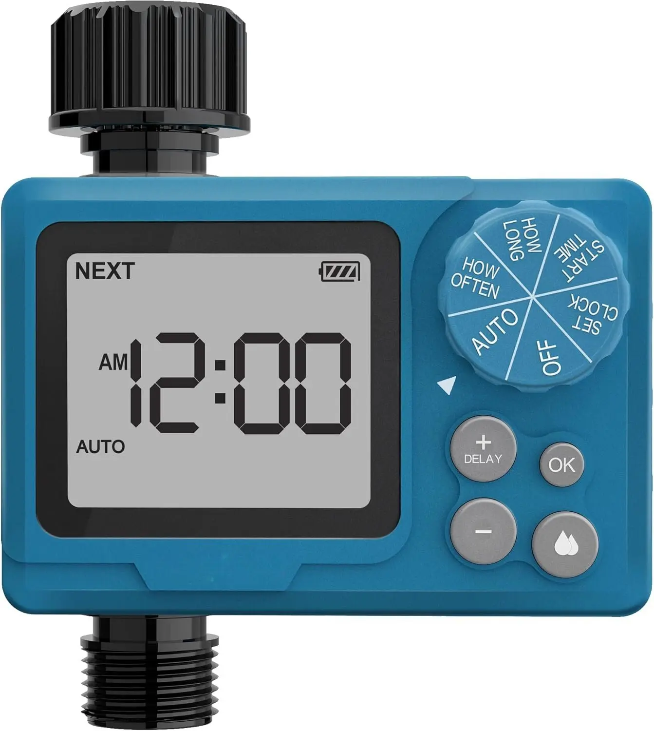 Outdoor Digital Programmable Garden Water Timer for Garden Hose - Digital Display, Weather-Resistant Durable Build, 24h/48h/72h Delay, Rain Delay, Manual Override, Clockwise Knob (1 Pack) - Home Improvement Watering Supply