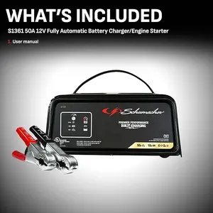 Fully Automatic Battery Charger, Maintainer, and Starter – 50 Amp/10 Amp, 12V - Car, SUV, and Small Trucks