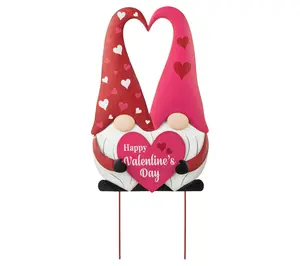 Glitzhome 30" Valentine's Metal Gnome Couple Ya rd Stake Glitzhome 30" Valentine's Metal Gnome Couple Ya rd Stake