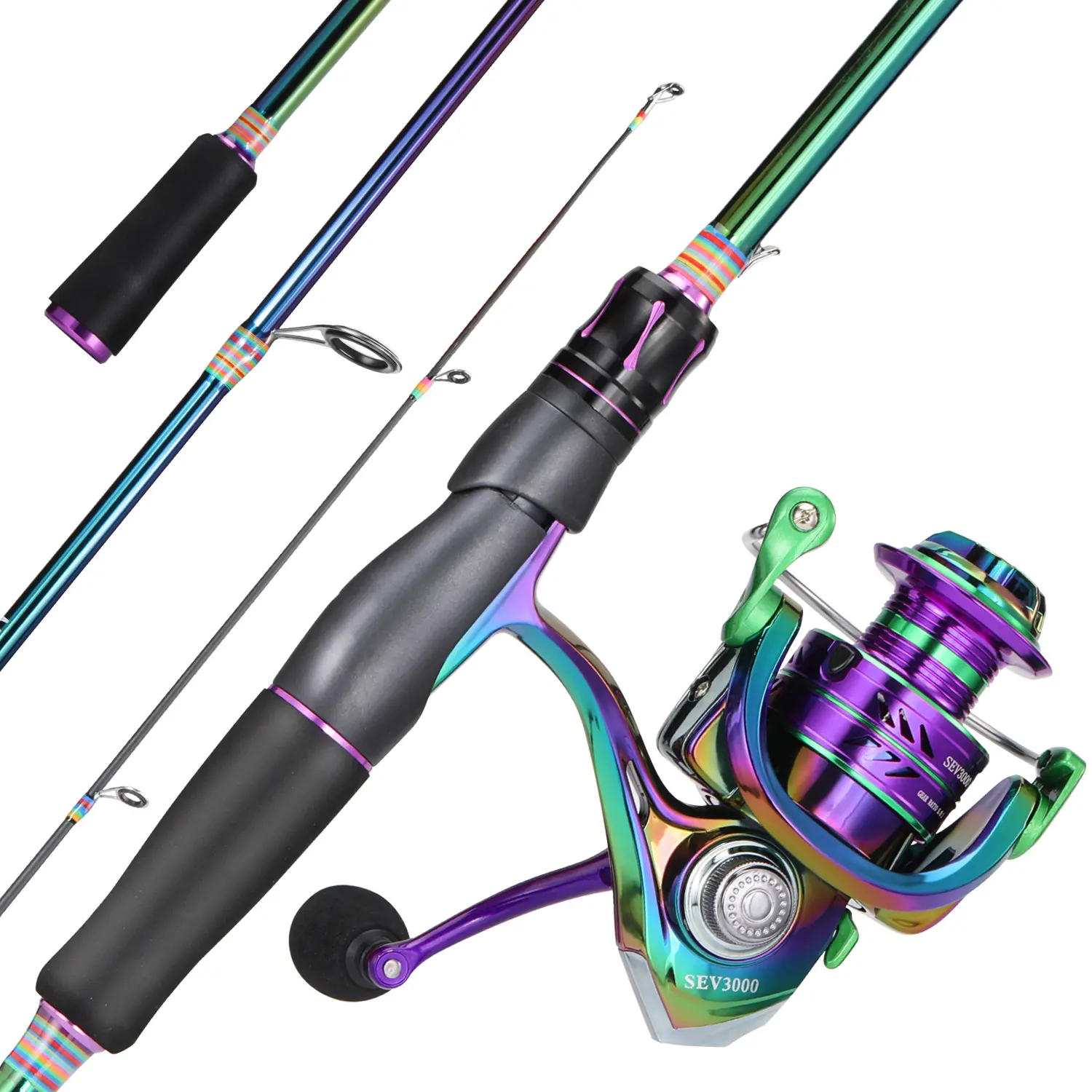 Sougayilang Spinning Rod Reel Combo - 2-Pc IM6 Graphite Blanks, Stainless Steel Guides with Ceramic Rings, Contoured EVA Handles, Fighting Butt, Saltwater-Ready Fishing Gear
