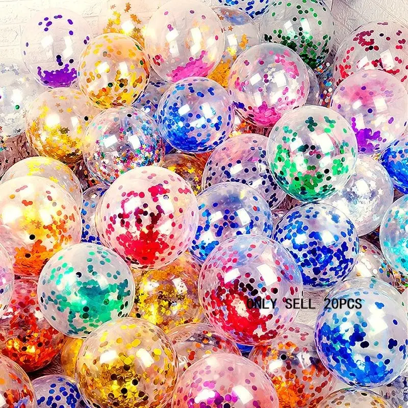 12 Inch Colorful Glitter Balloon, 20pcs/set Confetti Latex Balloon, Party Balloon for Birthday Wedding Balloon Decorations, Confetti Balloons, Party Supplies