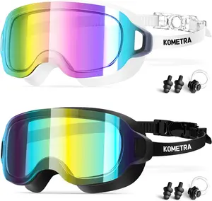 2 Pack Youth Swim Goggles, Small Face Women Fashion Anti Fog Swimming Goggles for Teens Adult Wide View