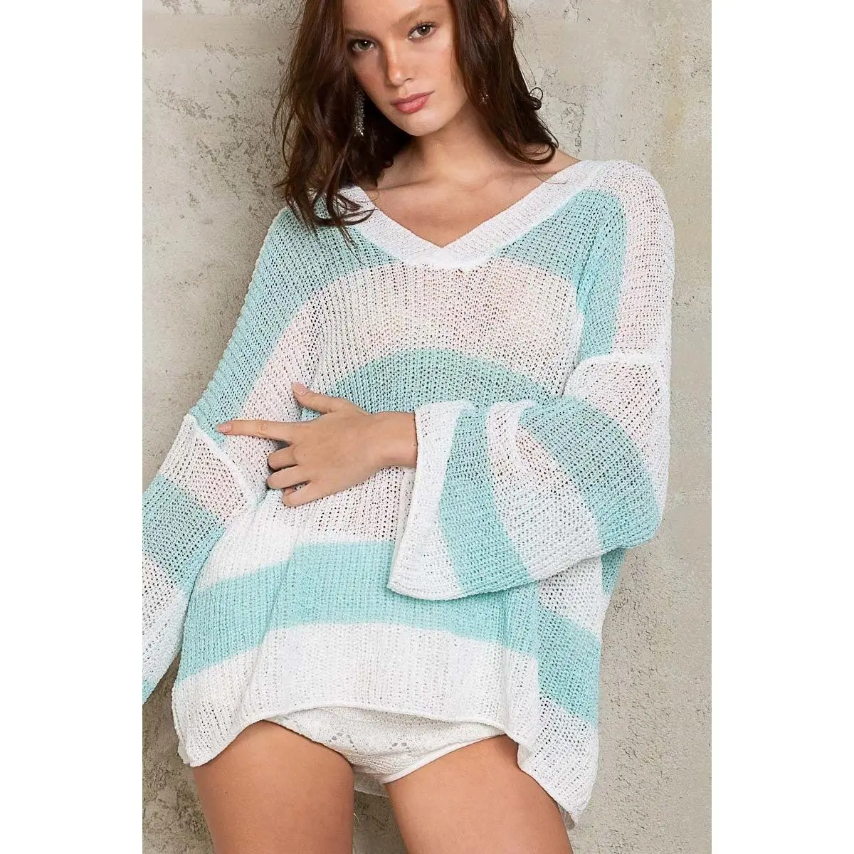 Aqua Striped Sweater