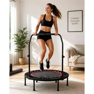 Indoor & Outdoor Fitness Trampoline Foldable & Portable Max Load 360lbs for Home Workouts