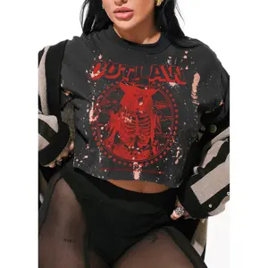 CROPPED OUTLAW WOMEN BLEACHED OUT GRAPHIC TEE