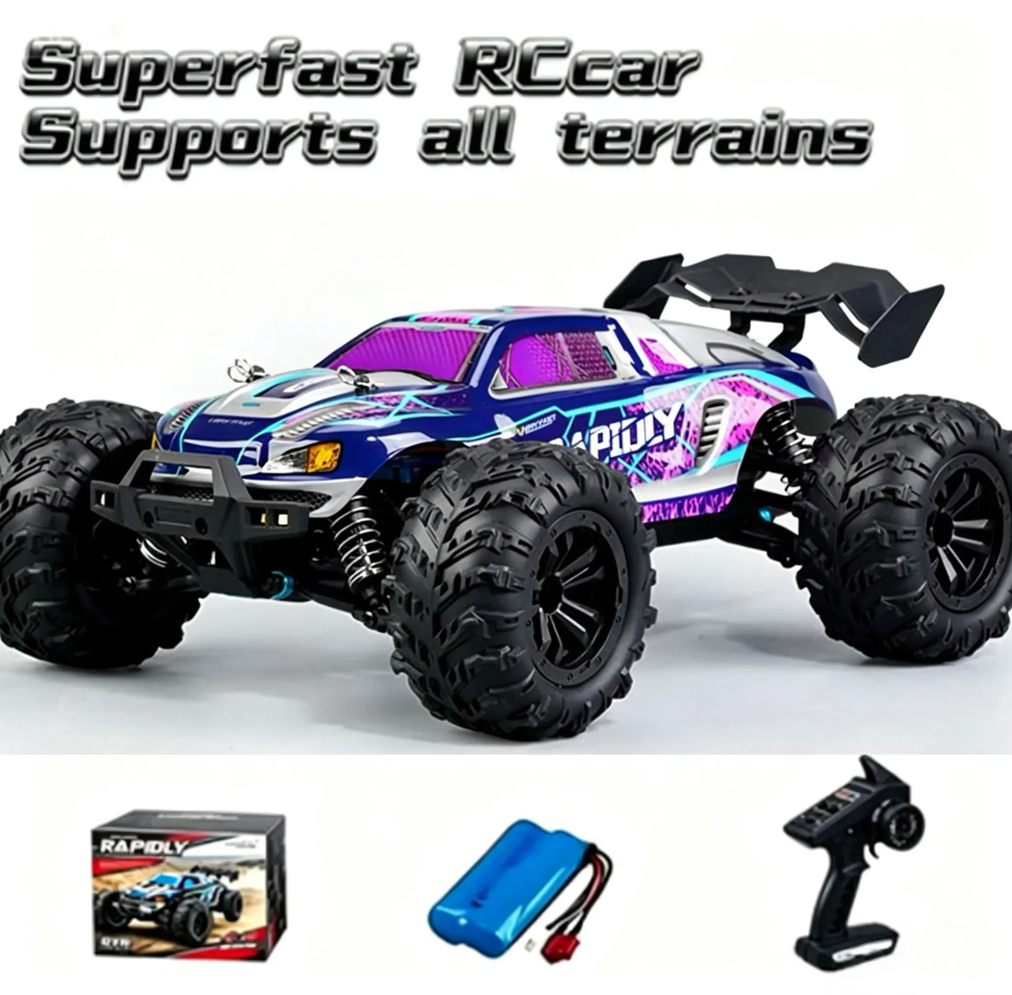 Hobby Grade Brushless RC Truck - 4WD Off-Road Monster Truck, 2.4GHz Remote Control, 50+KPH Ultra-Fast Basher, Rechargeable Electric All-Terrain Toy Vehicle, Brushless RC Cars