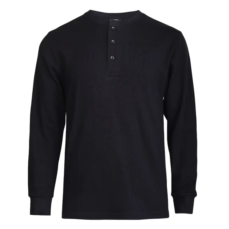 Men's Cotton Waffle-Knit Thermal Henley Shirt Long Sleeve S-3XL Breathable Fashion Casual Pullover Solid Tops Knitwear Menswear Sweater Spring Comfort