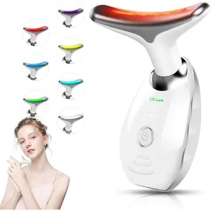 7 Color Face Massager, Portable Face Massager Tool, Based on LED, Thermal, Vibration Technology, Led Face and Neck Beauty Device for Home Use