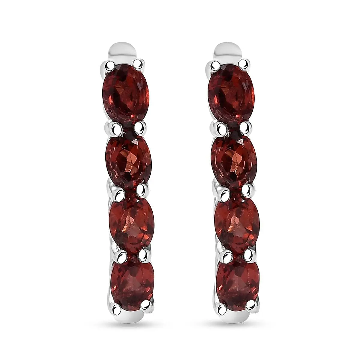 D'Joy Mozambique Garnet Earrings in Rhodium Over Sterling Silver 1.80 ctw