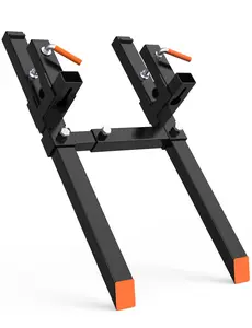 43Inch 2000lbs Pallet Forks Heavy Duty Tractor Forks with Adjustable Stabilizer Bar for Tractor Attachments, Skid Steer, Loader Bucket