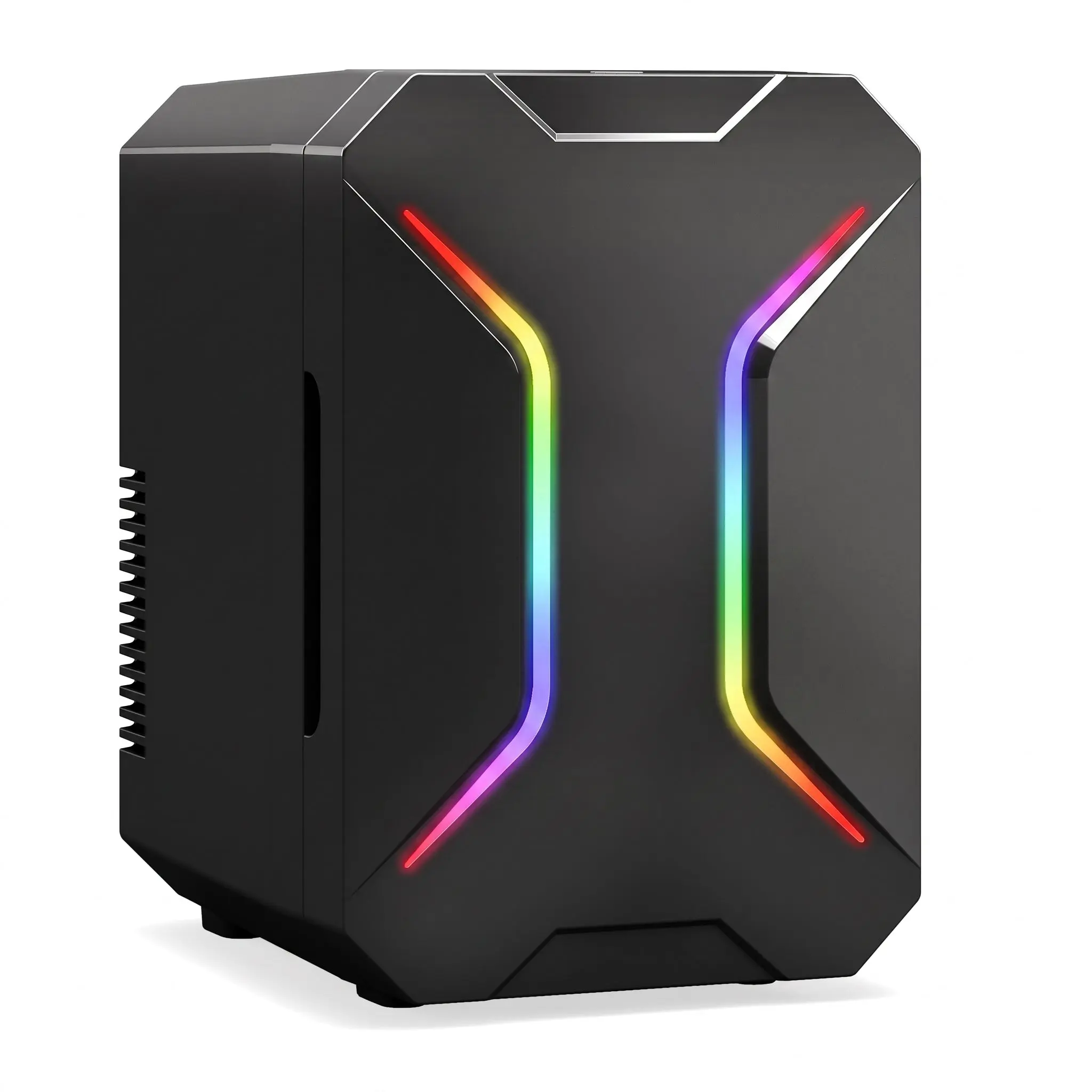 4L Mini Fridge with Dynamic Gmaing Lights, 6 Can Cooler and Warmer for Beverage, Food, Skincare, Desktop Mini Fridge for Bedroom,  Dorm, Office, Car Mini Fridge 110V AC/12V DC, Energy Efficient, BackToSchool