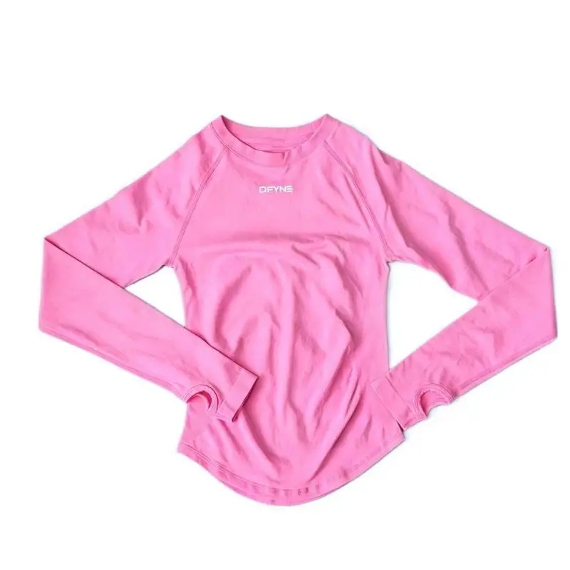 DFYNE Seamless Long Sleeve Sports Top for Women - High Stretch Naked Feel Workout T-Shirt with Thumb Holes | Gym Activewear