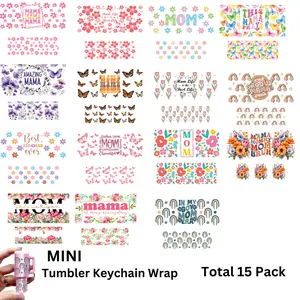 Mini UV DTF Keychain Transfer Stickers, Creative DIY Keyring, 3D Gloss Finish, Fantasy Design, One-Time Use Crystal Plastic Surface, Sticker Packs