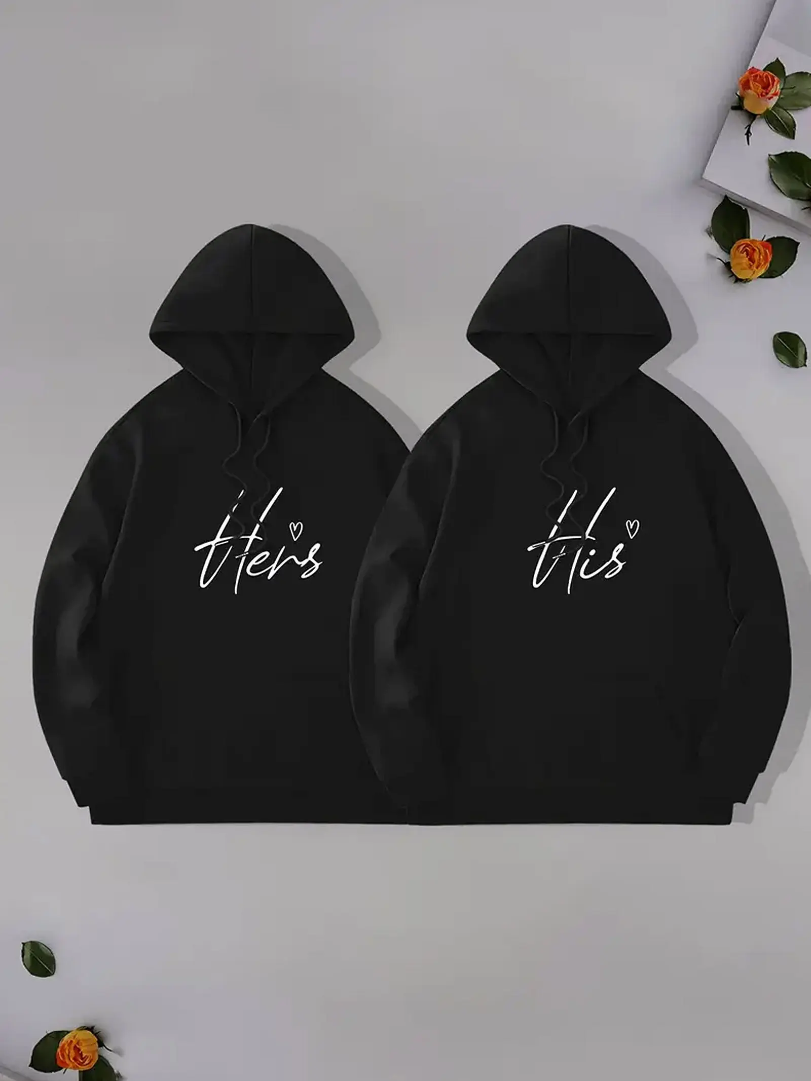 Valentine's Day Two-piece Gift Set - His And Hers Couple Matching Outfits Hoodies Pullover for Women for Men Unisex, Perfect Gift Anniversary Clothes